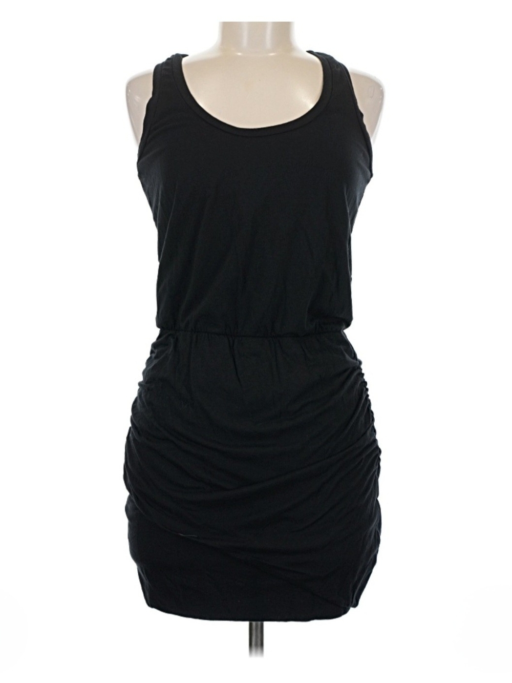 Splendid Black Sleeveless Ruched Waist Midi Dress